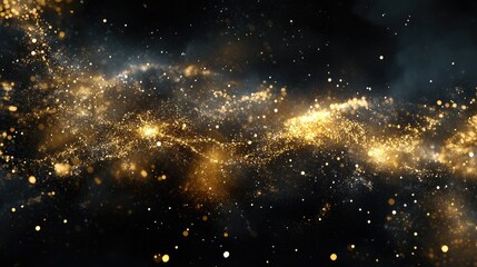 Poster - Starlit galaxy a cosmic dance of golden particles in the dark expanse of space
