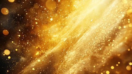Poster - The mystical dance of golden particles in a celestial realm