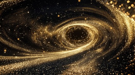 Poster - A captivating journey through a golden cosmic vortex of light and energy