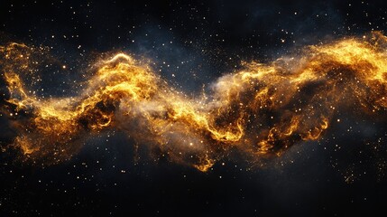 Poster - Exploring the cosmic wonders a stunning visualization of a golden nebula in the universe