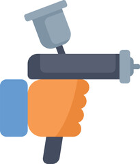 Poster - worker hand holding paint spray gun, painting service flat icon