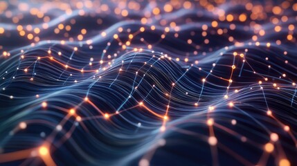 Poster - Exploring the dynamic flow of light and energy in a digital wave pattern