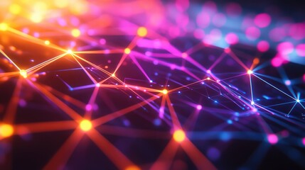 Poster - Vibrant network of light exploring the interconnectedness of digital realities through colorful patterns and dynamic designs