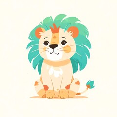 Sticker - Cute Cartoon Lion Sitting