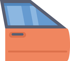 Poster - minimalist vector illustration of an orange car door, featuring a slightly opened window, isolated o