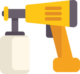 Poster - electric spray gun with paint tank is ready for using by a professional worker for painting walls du