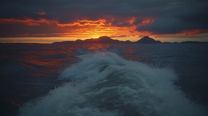 Wall Mural - Coastal Sunset with Waves Over Calm Sea
