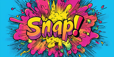 Aufkleber - Snap comic book colorful explosion with splat and sound effect
