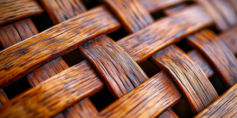 Aufkleber - Interlaced wood strips creating beautiful pattern on basket surface