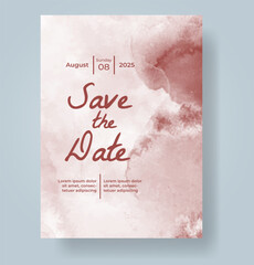 Wedding invitation with Abstract splashed watercolor background