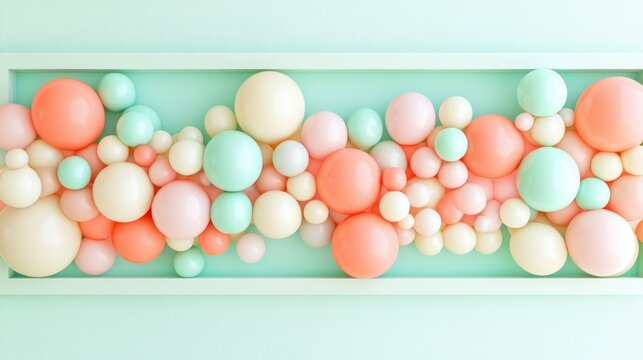 A beautifully designed pastel balloon banner framed in mint, creating an inviting and cheerful backdrop for all your party and celebration needs.