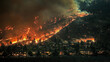 © Rendiero - Flames from the Creek wildfire encircle a mountainside above homes