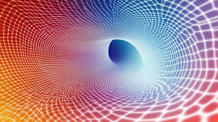 Poster - A white grid pattern on a colorful background that forms a tunnel.