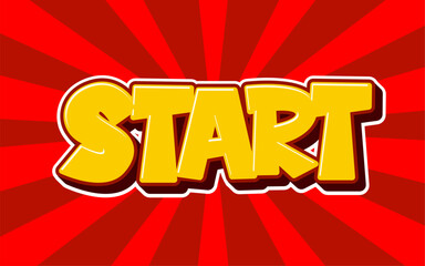 Poster - lettering start with 3d style orange and red colors.