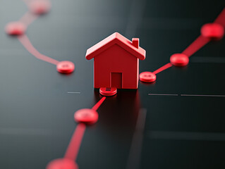 Poster - A red house is on a graph with red circles. The house is on the graph at the bottom left corner