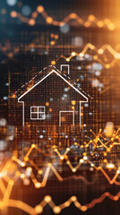 Poster - A house is shown in a digital image with a lot of lines and curves. The house is white and has a window. The image has a futuristic and abstract feel to it