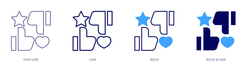 Like marketing icon in 4 different styles. Thin Line, Line, Bold, and Bold Line. Duotone style. Editable stroke