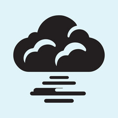 Cloud vector, Cloud silhouette vector icon black and white