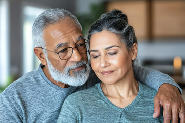 A tender moment celebrating love and connection between two people in their golden years