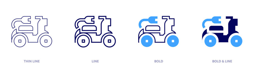 Electric motobike icon in 4 different styles. Thin Line, Line, Bold, and Bold Line. Duotone style. Editable stroke