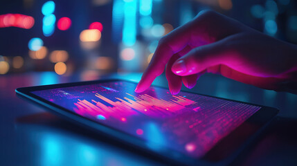 Poster - Analyzing sales data and growth charts on a tablet for a strategic approach to digital marketing