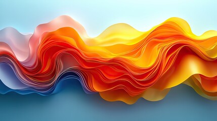 Poster - rendering of colorful quilling art with wavy yellow and orange lines against light blue background.stock photo