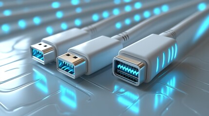 Poster - vector depiction of phone charger featuring USB cables and electric plugs.image