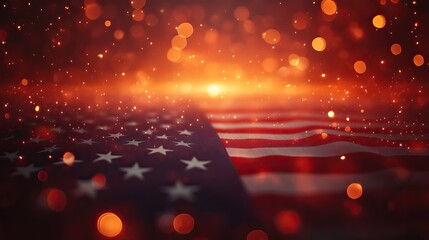 Poster - banner celebrating the 4th of July, featuring the American flag and festive fireworks.illustration