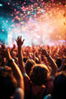 © seanzheng - generated illustration of cheering crowd at rock concert in front of bright lights