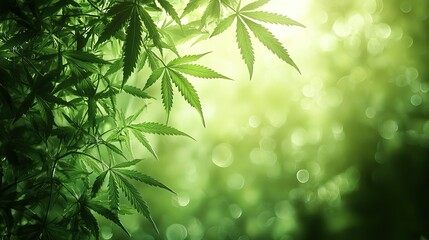 Poster - banner with cannabis plant on the left, leaving ample space for text or image