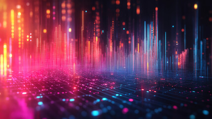 Poster - Visualizing forex data with a bright, glowing chart background for trading concepts