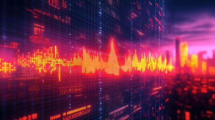 Poster - Analyzing inflation trends with a vivid graph on digital display for understanding economic impacts