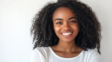 Wall Mural - confident young African-American woman smiling warmly,