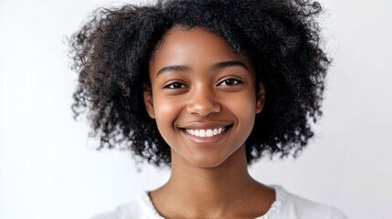 Wall Mural - confident young African-American woman smiling warmly,