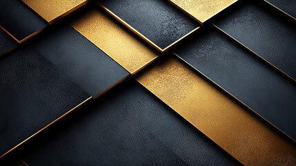 Aufkleber - black background with golden diagonal lines forming flat color blocks in minimalist composition.illustration
