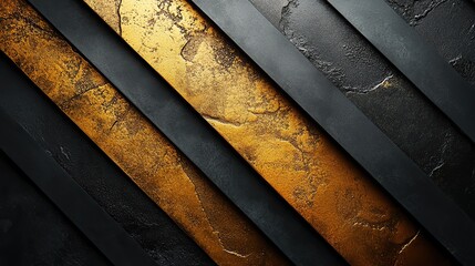 Poster - black background with golden diagonal lines forming flat color blocks in minimalist composition.image