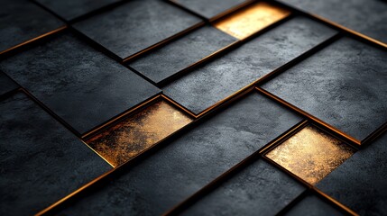 Poster - black background with golden lines, creating an elegant and geometric design, perfect for formal and luxury themes.image