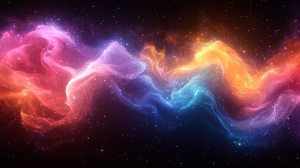 Aufkleber - black background with pink, purple, blue, and green lights creates vibrant and dynamic abstract visual.illustration