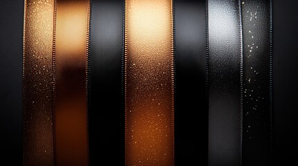 Poster - black ribbon banner featuring gold, silver, platinum, and bronze variations for design projects.stock photo
