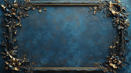 Poster - blue frame with decorative elements, designed for diplomas or formal certificates.image