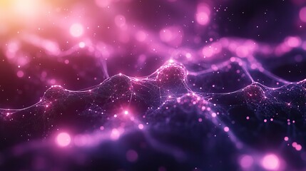 Poster - blurred purple network of people forming an abstract connection.image