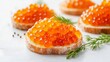© AizayStock - Caviar Toast with Dill Garnish on White Background