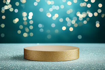 Poster - shiny gold podium with sparkling background creates festive atmosphere