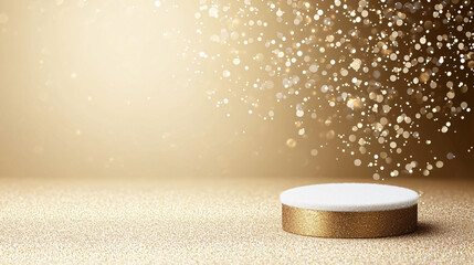 Poster - frosty podium with golden sparkles creates festive atmosphere
