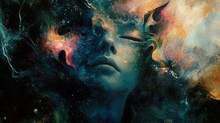 Surreal Cosmic Portrait: A Dreamlike Journey Through the Mind