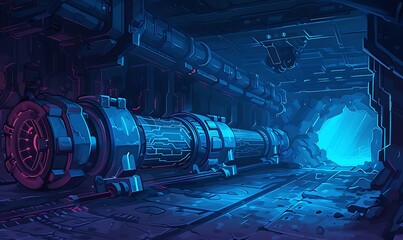 Poster - Sprawling Industrial Complex Managing Fuel Systems for Futuristic Space Station