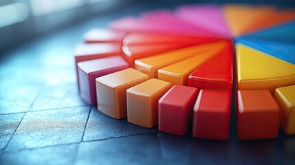 Poster - color-coded pie chart segment features various slice sizes and shapes, useful for infographics.