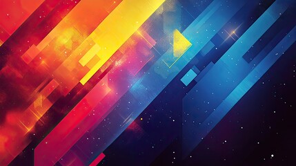 Poster - colorful background with arrows pointing in multiple directions, symbolizing the outreach and expansion of social medi marketing audience.stock photo