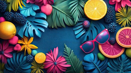 Poster - colorful flat design featuring vibrant summer elements, ideal for fun festival activities.image