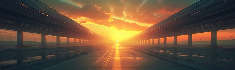 Poster - Massive Fuel Processing and Distribution Hub in Futuristic Desert City Harvesting Solar Energy